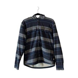 The North Face Sherpa Lined Flannel Hoodie Jacket Mens Small Blue Gray